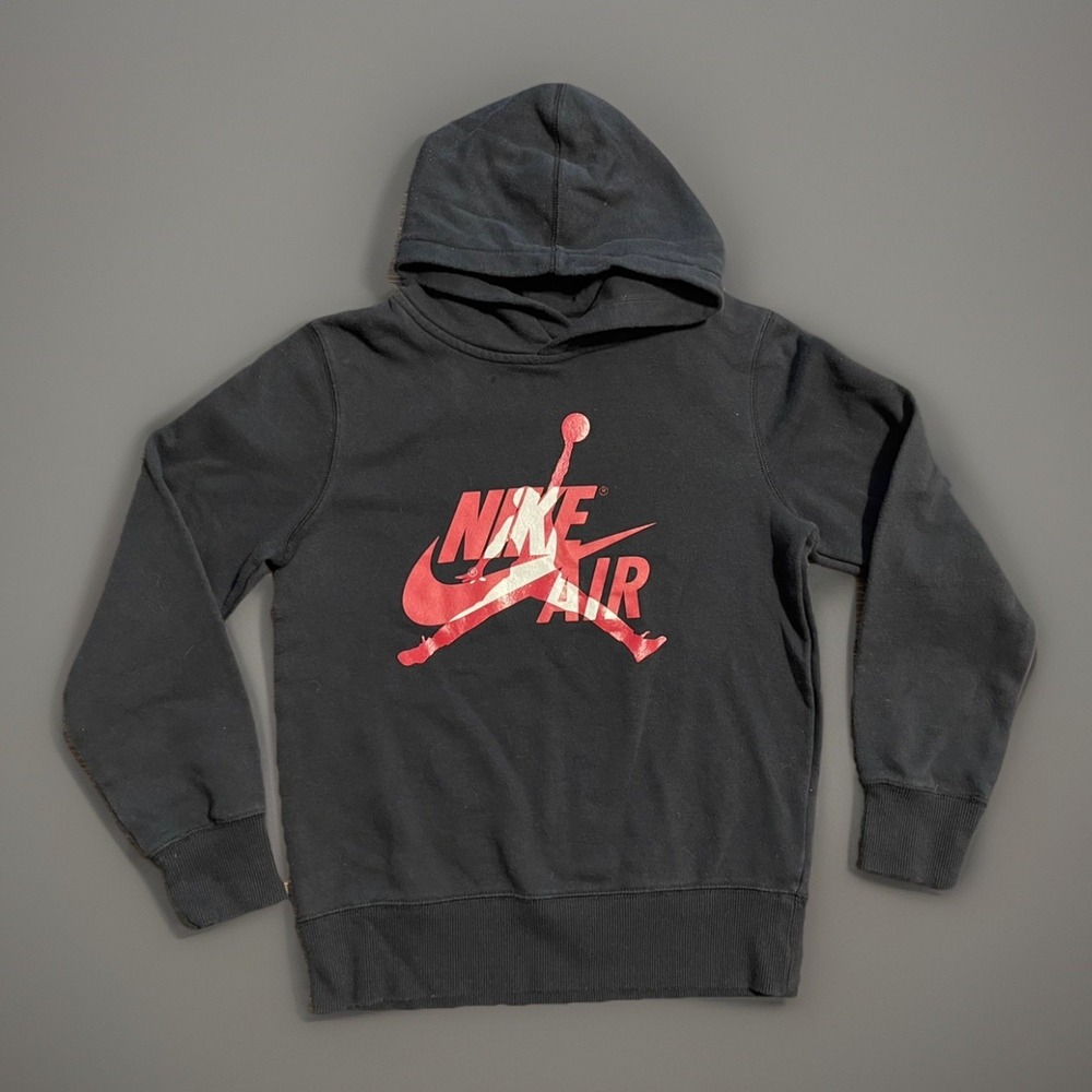 Jordan Nike Boys Black/Red Pullover‎ Hoodie Sweater Medium 8